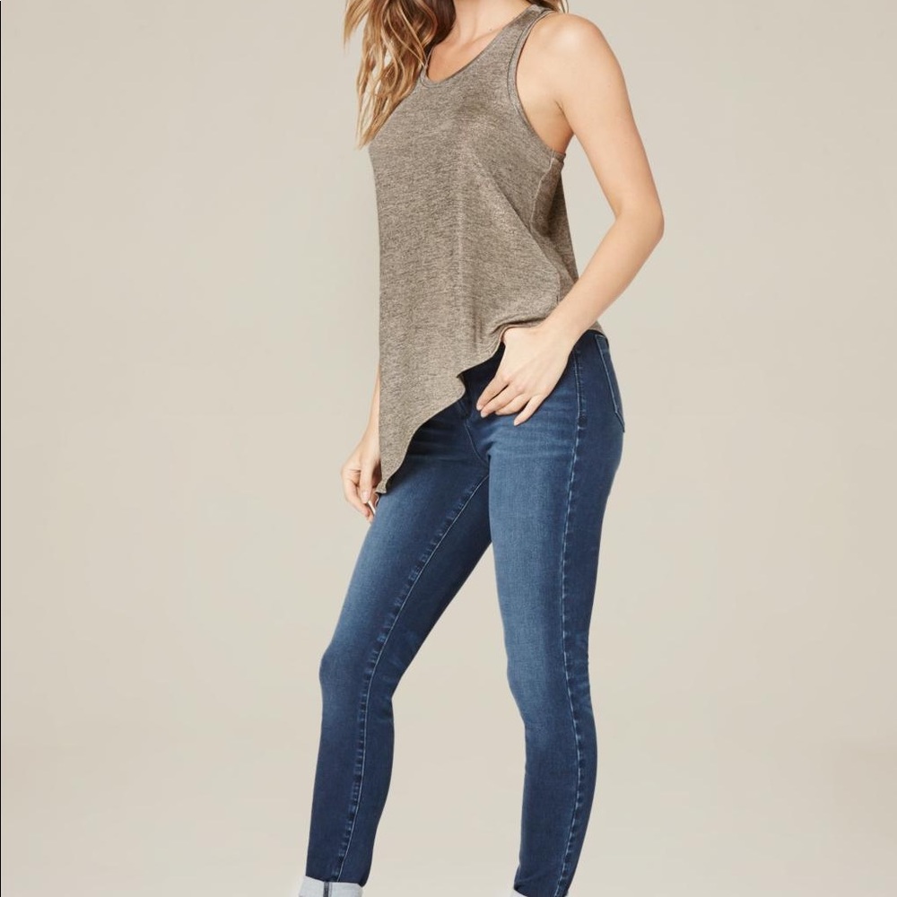 BEBE | Metallic Asymmetrical Tank | Gold/Bronze - Picture 2 of 3